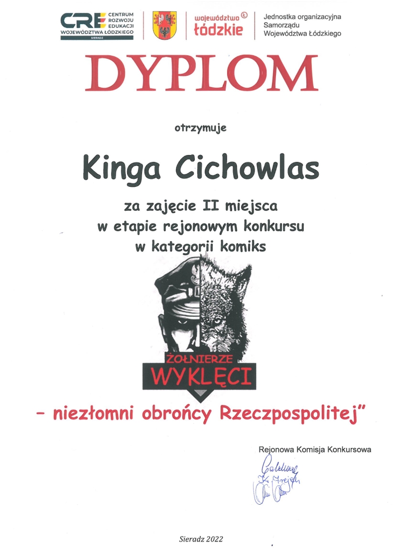 Dyplom Kingi Cichowlas