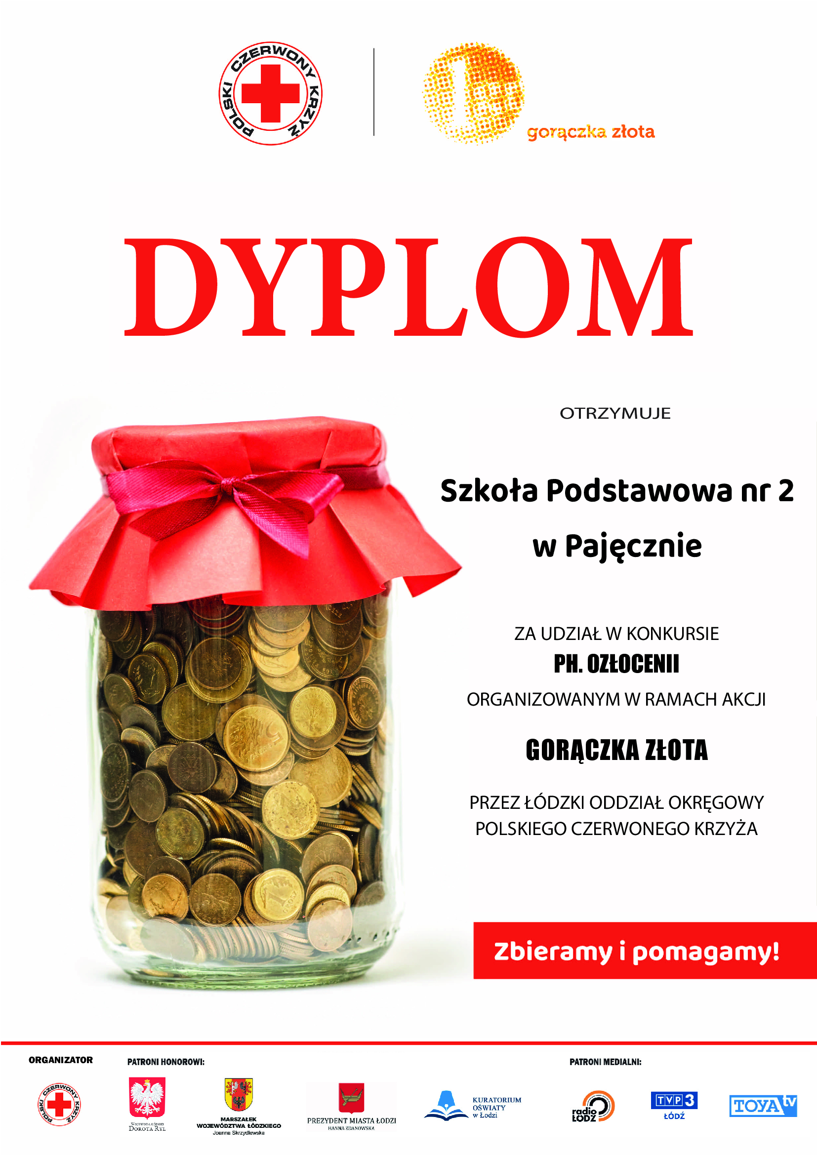 Dyplom Gorczka Zota SP nr 2 w Pajcznie