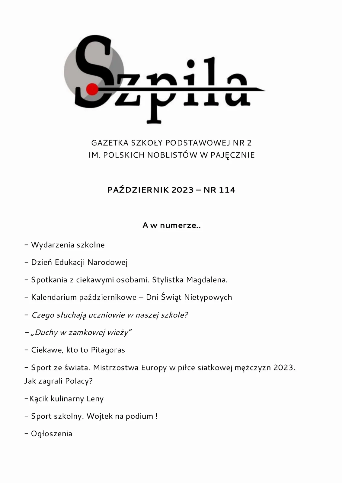 Okładka: Szpila - październik 2023
