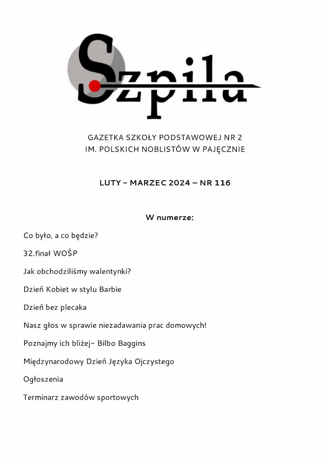 Okładka: Szpila - luty/marzec 2024