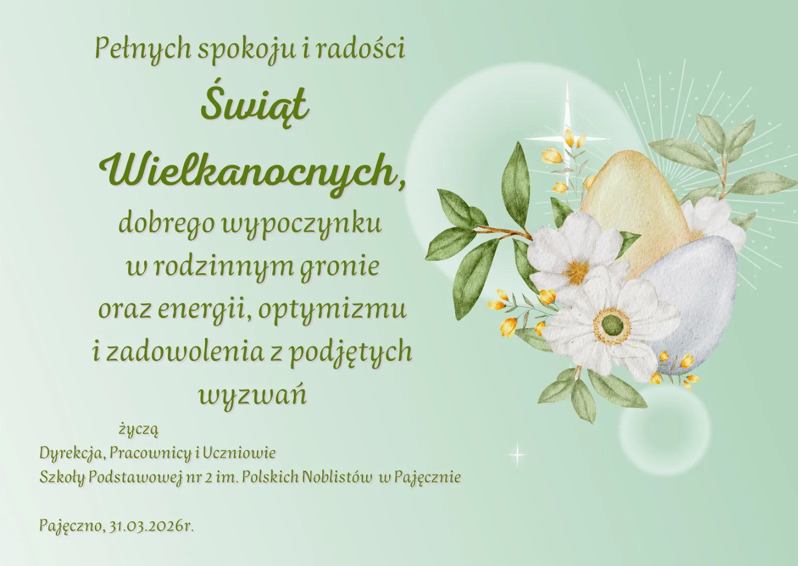 Green Elegant Easter Greeting Card 1