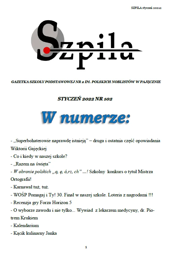 Okładka: Szpila - styczeń 2021/22