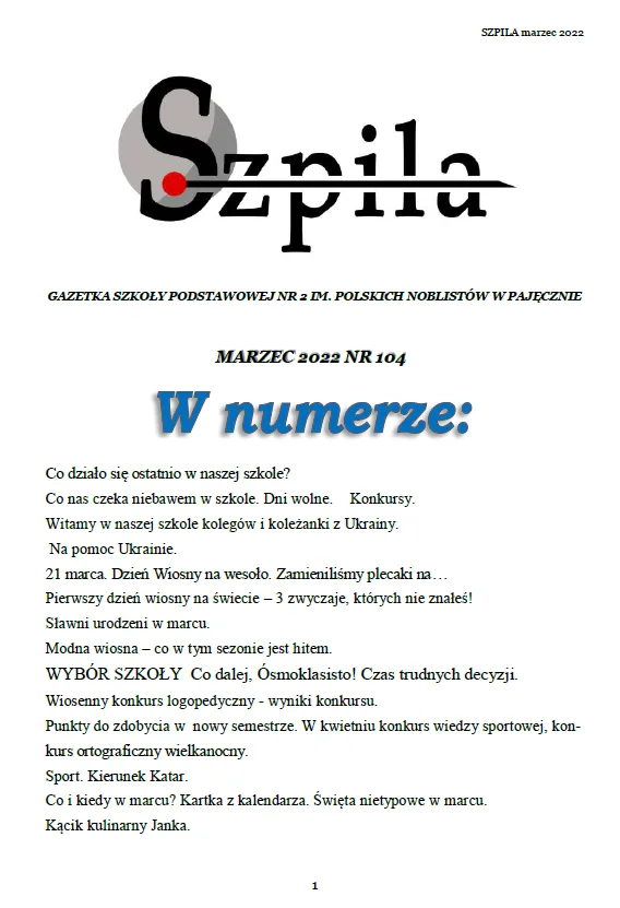 Okładka: Szpila - marzec 2021/22