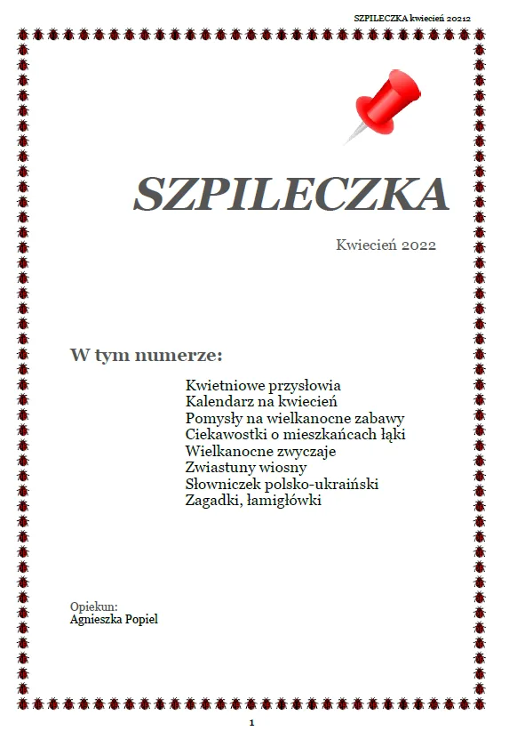 Okładka: Szpileczka - kwiecień2021/22
